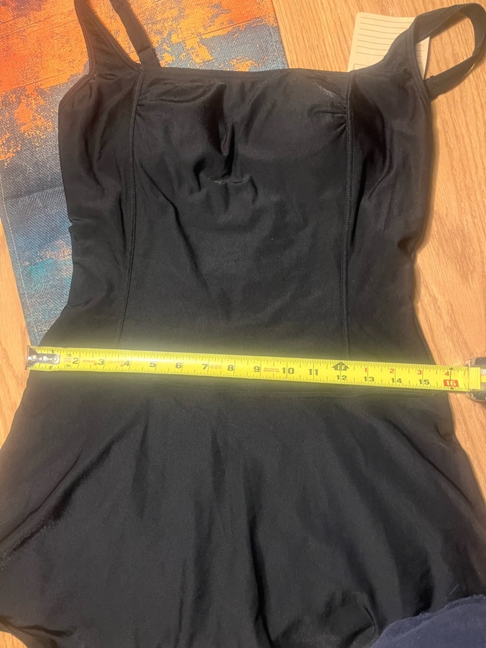 Black One-Piece Swimdress with Skirt - Picture 4 of 4